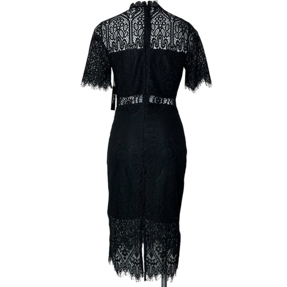 Lulu's Remarkable Black Sheer Lace Short Sleeve Mini Dress NWT medium - Picture 3 of 7